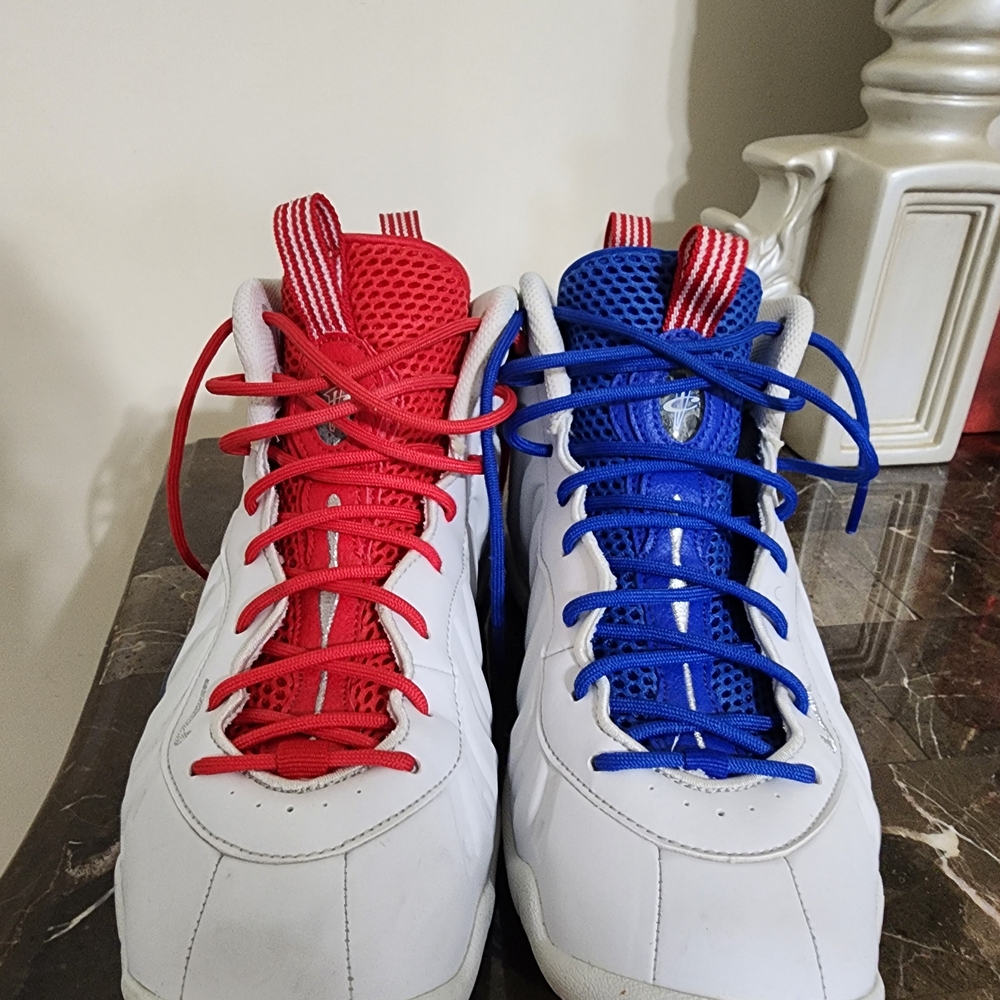 Kids White, Red, and Blue Sneakers